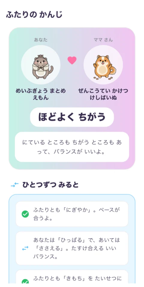 友だちとの、ふたりの感じの画面