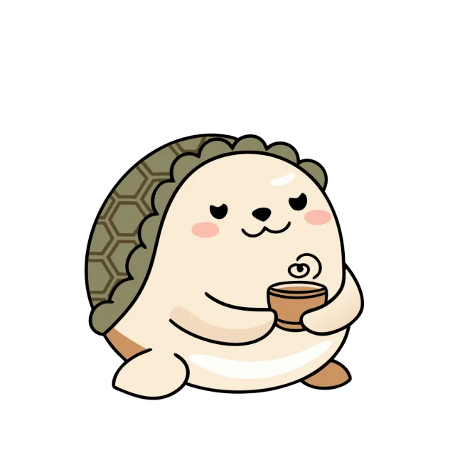 縁側のご長寿ガメのイラスト